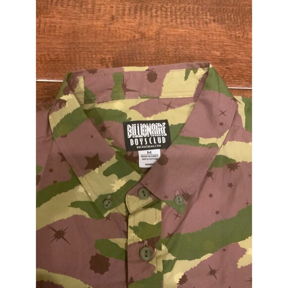 Billionaire Boys Club Java Green Brown Galaxy Camo Print Button-Up Shirt, Size M - Picture 3 of 6